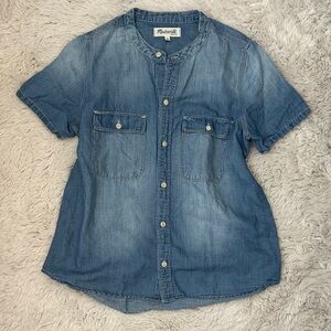 Madewell sz S Women’s PERFECT SUNDAY chambray  / Indigo Button-Up Denim Top